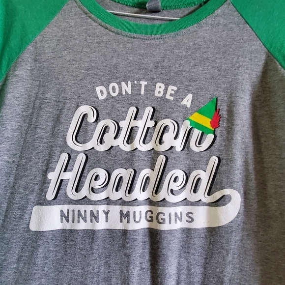 ELF Jerseys baseball tshirt. Sz large.  "Don't be a cotton headed ninny muggins" - Picture 4 of 6